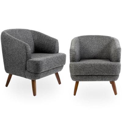 Kit 2 Poltronas Decorativas Gana G15 Sala de Estar Pés Palito Madeira Chumbo Gran Belo