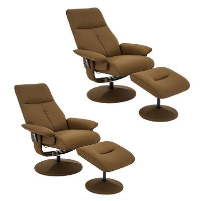Kit 2 Poltronas de Massagem Arizona Reclinável e Giratória Pu Caramelo Gran Belo