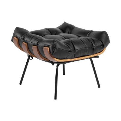 Puff Decorativo Costela G34 Assento em Fibra Siliconizada Couro Preto Gran Belo
