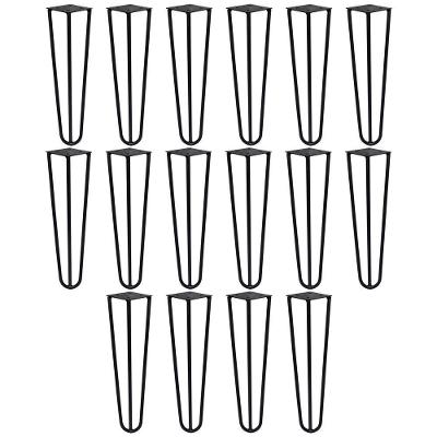 Kit 16 Pés Hairpin de Metal Gran Belo G41 para Mesas de Centro e Puffs 25cm Preto