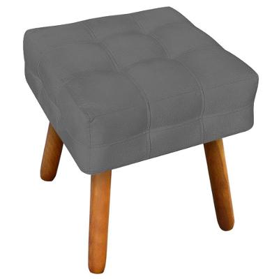 Puff Decorativo Karen Suede Grafite G19 Pés Palito Assento Espuma Gran Belo