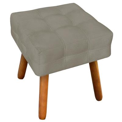 Puff Decorativo Karen Pés Palito Assento Espuma Suede Nude G19 Gran Belo