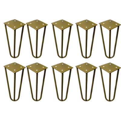 Kit 10 Pés para Móvel G41 Hairpin Legs Ferro 15cm Dourado Gran Belo