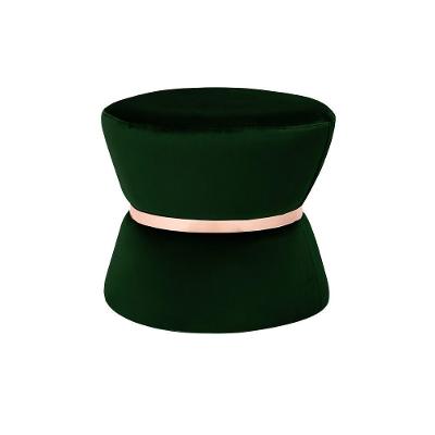 Puff Decorativo Dhaka 45cm Assento em Espuma Revestido em Veludo Verde G15 Gran Belo