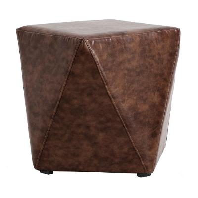 Puff Decorativo Blois G15 Assento em Espuma Revestimento em Couro Sintético Marrom Gran Belo