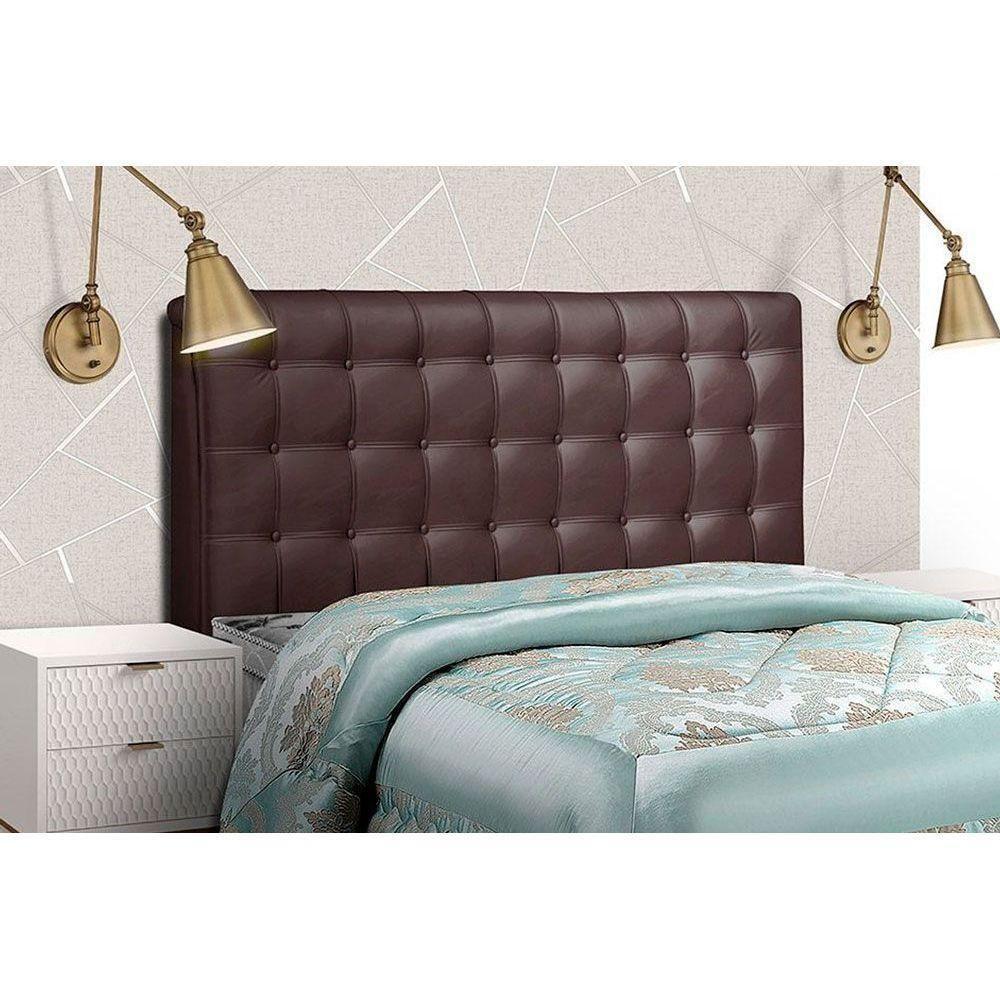 Cabeceira Cama Box Estofada Queen Size Queen Dama Queen Size - Courano Cacau - Simbal - 1