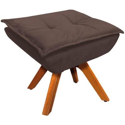 Puff Decorativo Charger G19 Base Giratória em Madeira Suede Marrom Gran Belo