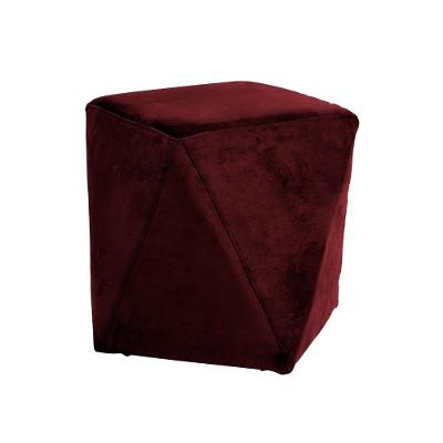 Puff Decorativo Blois G15 Redondo Assento Espuma Veludo Vinho Gran Belo