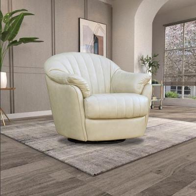 Poltrona U270 Mars Giratória com Balanço em Couro Bege Claro Idea Relax