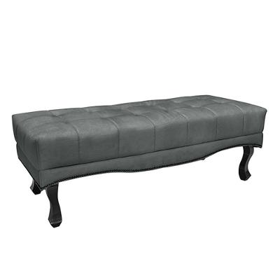Recamier Loewe 160cm Assento Espuma D26 Veludo Cinza Pés Madeira Maciça Gran Belo