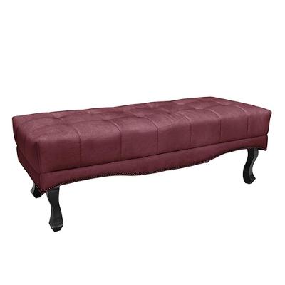 Recamier Loewe G63 Assento Espuma D26 Veludo Deluxe Vinho com Pés de Madeira Gran Belo