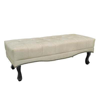 Recamier Decorativo Loewe 160cm Veludo com Pés em Madeira Maciça Bege G63 Gran Belo