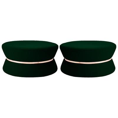 Kit 2 Puffs Dhaka Veludo Verde G15 Assento em Espuma para Sala de Estar Gran Belo