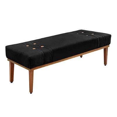 Recamier Decorativo Kors G63 Suede Assento Espuma D23 Preto Gran Belo