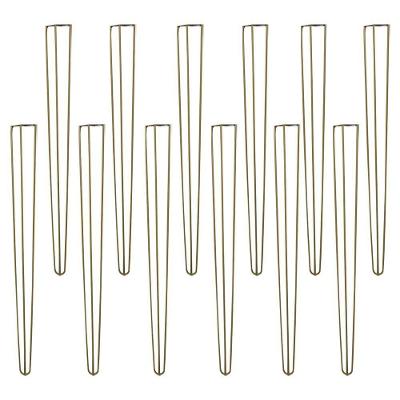 Kit 12 Pés de Metal Hairpin Legs Gran Belo G41 para Mesa de Canto e Aparador 90cm Dourado