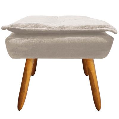 Puff Decorativo Charger G19 Pés Palito Assento Espuma Suede Bege Gran Belo