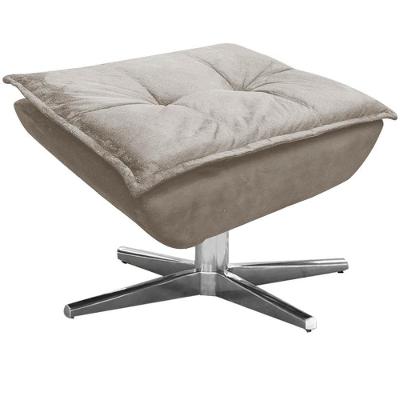 Puff Decorativo Charger Suede Nude G19 com Assento de Espuma e Base Giratória Gran Belo