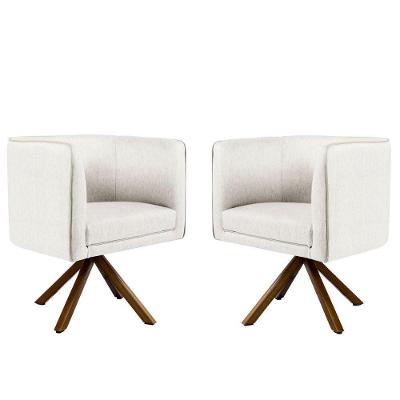 Kit 02 Poltronas Decorativas Nix Giratória para Sala de Estar Linho Creme G15 Gran Belo