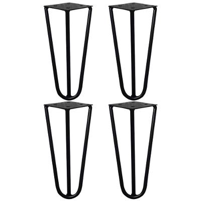 Kit 4 Pés Hairpin Legs Gran Belo G41 para Móveis 15cm Ferro Maciço Preto
