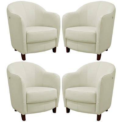 Kit 4 Poltronas Decorativas Kairós G03 Couro Confortável Off White Gran Belo
