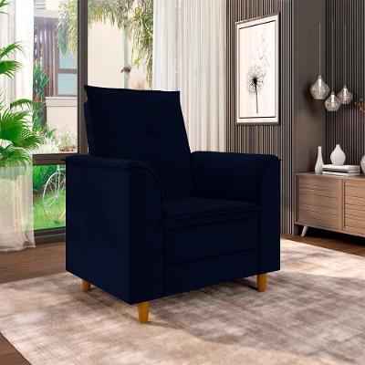 Poltrona da Mamãe Gracy G85 para Sala de Estar Veludo Azul Marinho Gran Belo
