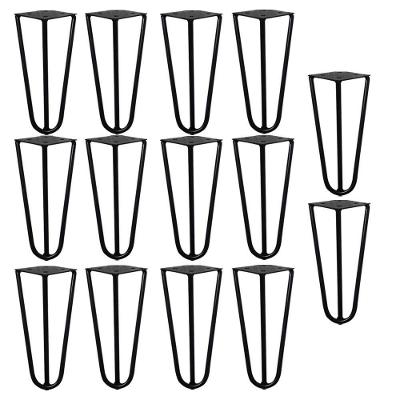 Kit 14 Pés Hairpin Legs G41 Metal Ferro Maciço 15cm Preto Gran Belo
