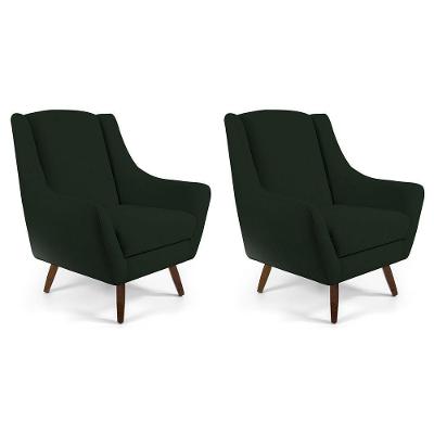 Kit 02 Poltronas Decorativas Naomi Veludo Verde Musgo para Sala de Estar Gran Belo