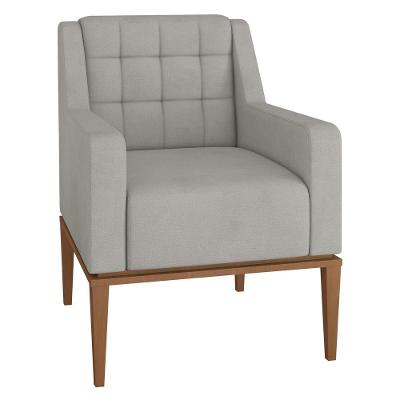 Poltrona Decorativa Madonna Sala de Estar Suede Confortável Cinza Gran Belo