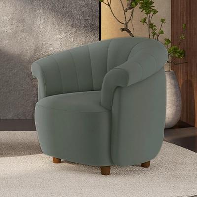 Poltrona Decorativa Latvia G45 para Sala de Estar Veludo Cinza Escuro com Espuma D26 Gran Belo