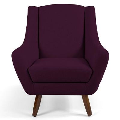 Poltrona Decorativa Naomi para Sala de Estar Veludo Roxo Grape G15 com Pés de Madeira Gran Belo