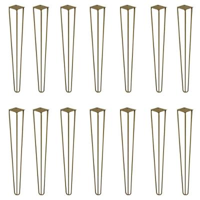 Kit 14 Pés Hairpin de Metal Gran Belo G41 para Mesa de Canto Aparador 60cm Dourado