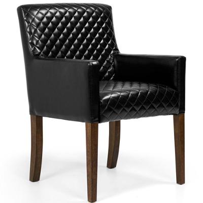 Poltrona Decorativa Liverpool G15 Sala de Estar Couro Sintético Base Madeira Preto Gran Belo