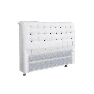 Cabeceira Cama Box Estofada Casal Casal Dama Courano Branco/Preto - Simbal