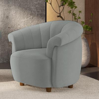 Poltrona Decorativa Latvia G45 Veludo com Espuma D26 Cinza Gran Belo