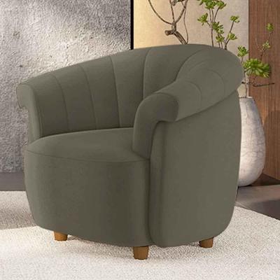 Poltrona Decorativa Latvia G45 Veludo Castor com Pés Palito para Sala de Estar Gran Belo