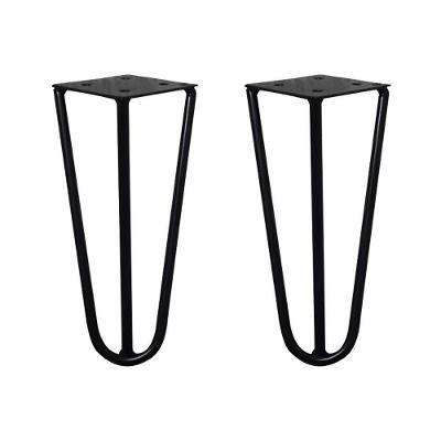 Kit 2 Pés Hairpin Legs Gran Belo G41 para Móveis em Ferro Maciço 15cm Preto