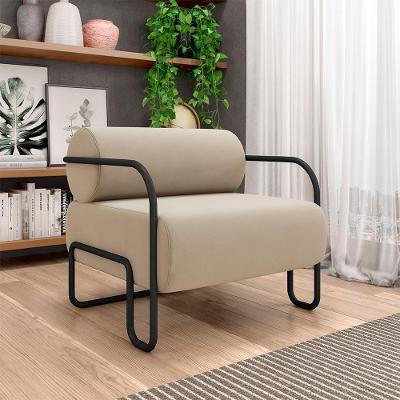 Poltrona Decorativa Polatsk G33 para Sala de Estar em Veludo Bege Gran Belo