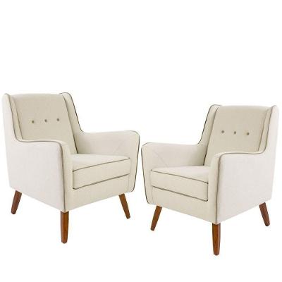 Kit 2 Poltronas Decorativas Teresa para Sala de Estar Algodão Bege G15 Gran Belo