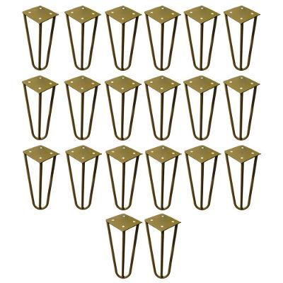 Kit 20 Pé Hairpin Legs G41 Metal 15cm Dourado para Mesas de Centro Puffs Gran Belo