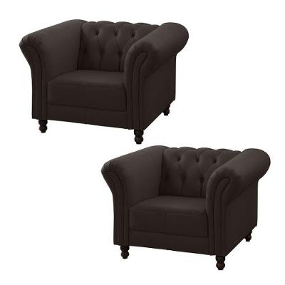 Kit 2 Poltronas Maggiore G58 Decorativa Couro Marrom para Sala de Estar Gran Belo