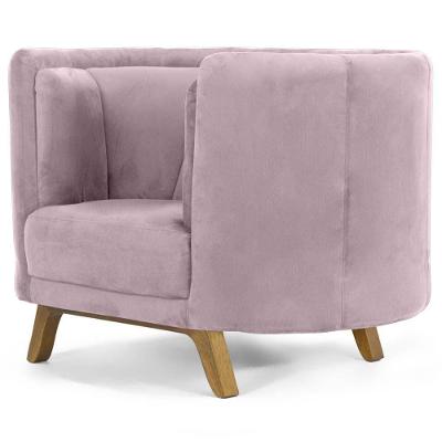 Kit 2 Poltronas Decorativas Ferrara para Sala de Estar Veludo Rosê G15 Gran Belo