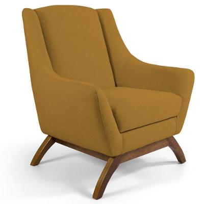 Poltrona Decorativa Naomi para Sala de Estar em Veludo Mostarda Escuro G15 Gran Belo