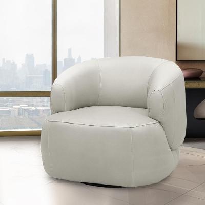 Poltrona Decorativa Verona G88 Sala de Estar Couro Off White com Base Giratória Gran Belo