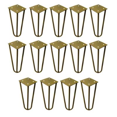 Kit 14 Pés Hairpin Legs de Metal 15cm G41 Dourado para Móveis Gran Belo