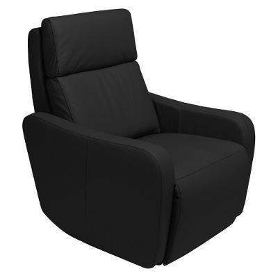 Poltrona Decorativa Reclinável Elétrica Moroni Couro Preto G43 para Sala de Estar Gran Belo