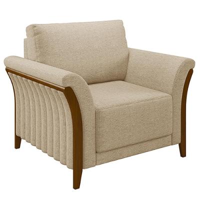 Poltrona Decorativa Market G45 em Linho com Assento Acolhedor Bege Gran Belo