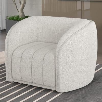 Poltrona Decorativa Adam Sala de Estar Boucle Confortável Branco Gran Belo