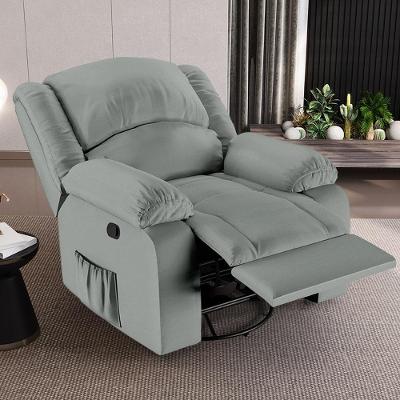 Poltrona Reclinável Madrid Glider Manual com Usb Pu Cinza para Sala de Estar Gran Belo