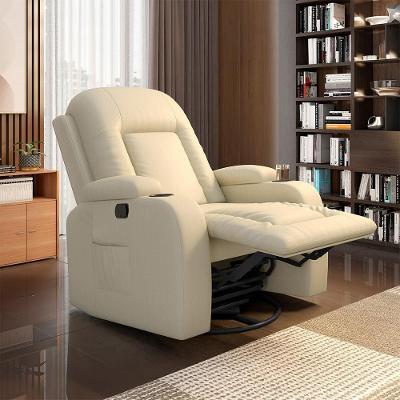 Poltrona Reclinável Giratória Crihs Manual Glider Pu com Porta Copos Bege Gran Belo