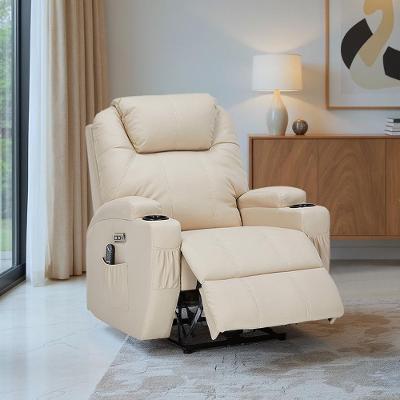 Poltrona Reclinável Elétrica Vector G94 com Massagem Aquecimento Pu Bege Gran Belo